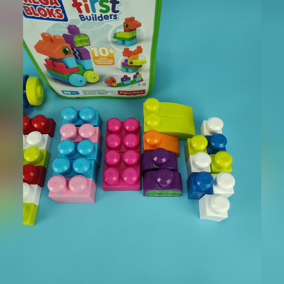 Mega Bloks First Builders 29 pc Building Blocks Set with Zip Bag VG - Picture 4 of 6